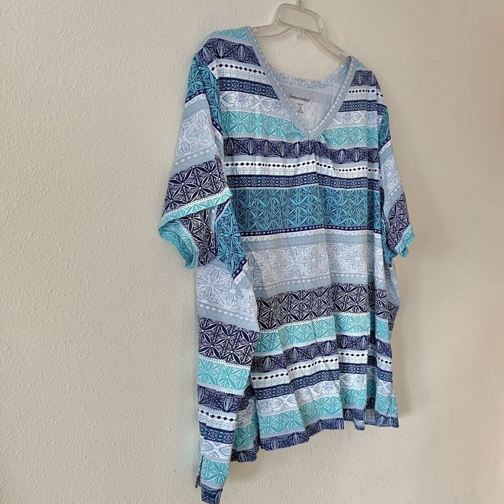 Woman Within Short Sleeve Cotton V-neck T-shirts Lot Of 3 Blue White Patterns 4X - Picture 16 of 16
